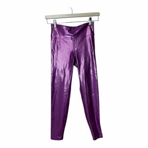 Heroine Sport Marvel Leggings Purple Small Shiny Metallic High Waist Yoga Pants